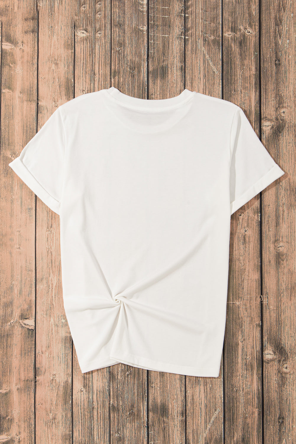 White Casual Plain Crew Neck Tee