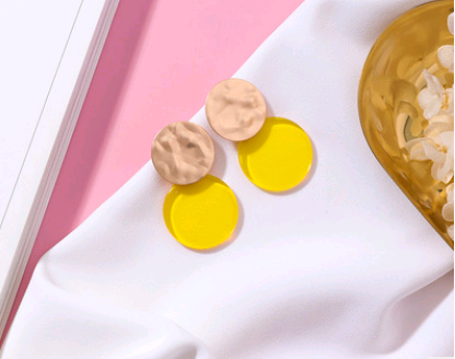Macarons color acrylic earrings Simple color matching earrings metal irregular color round earrings