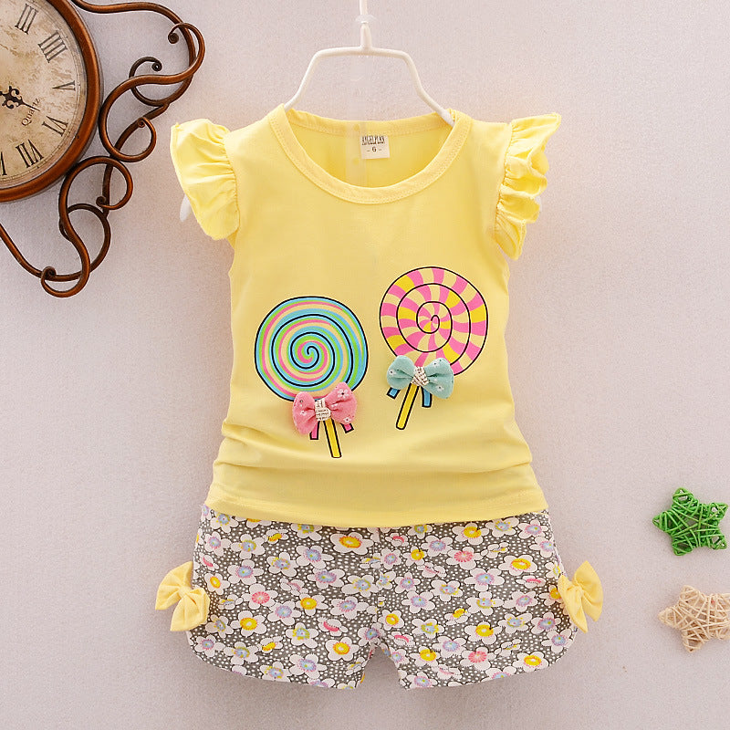 Girls Cartoon Two-Piece Children's Clothing Cotton Girls
