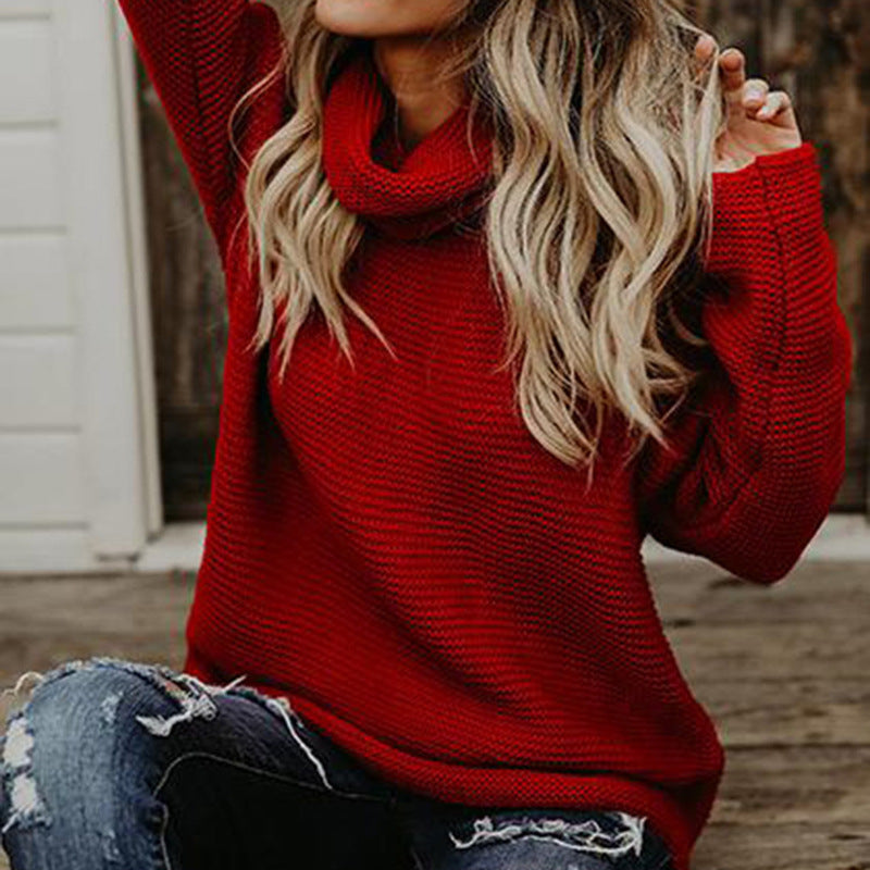 Pure Color Casual Loose High Collar Style Women'S Clothing Wholesale