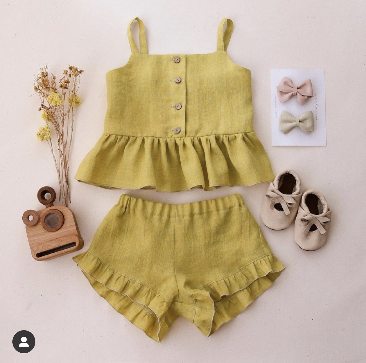 Suit Summer Sling Top Four-corner Ruffled Shorts Girls Two-piece Infant Clothing