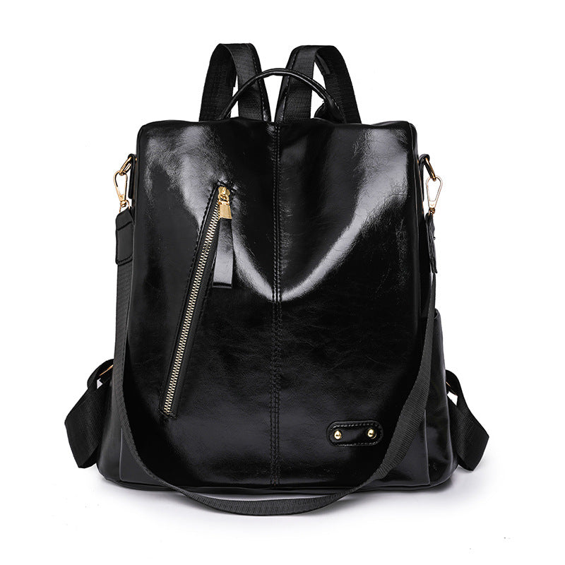 Simple Large Capacity Soft Leather Retro Backpack