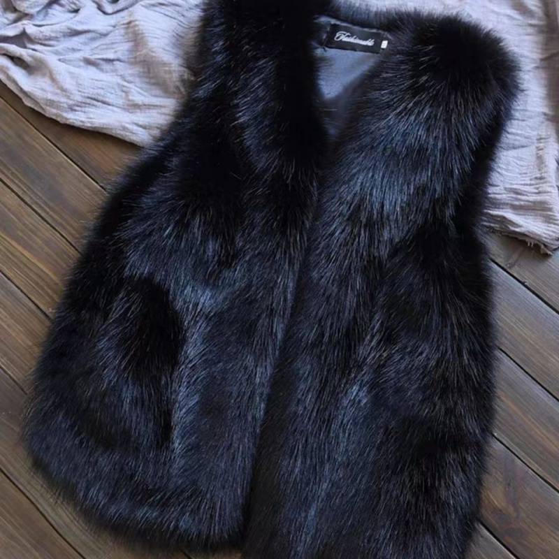 Women's Imitation Fox Fur Waistcoat Plus Cotton Furry Vest