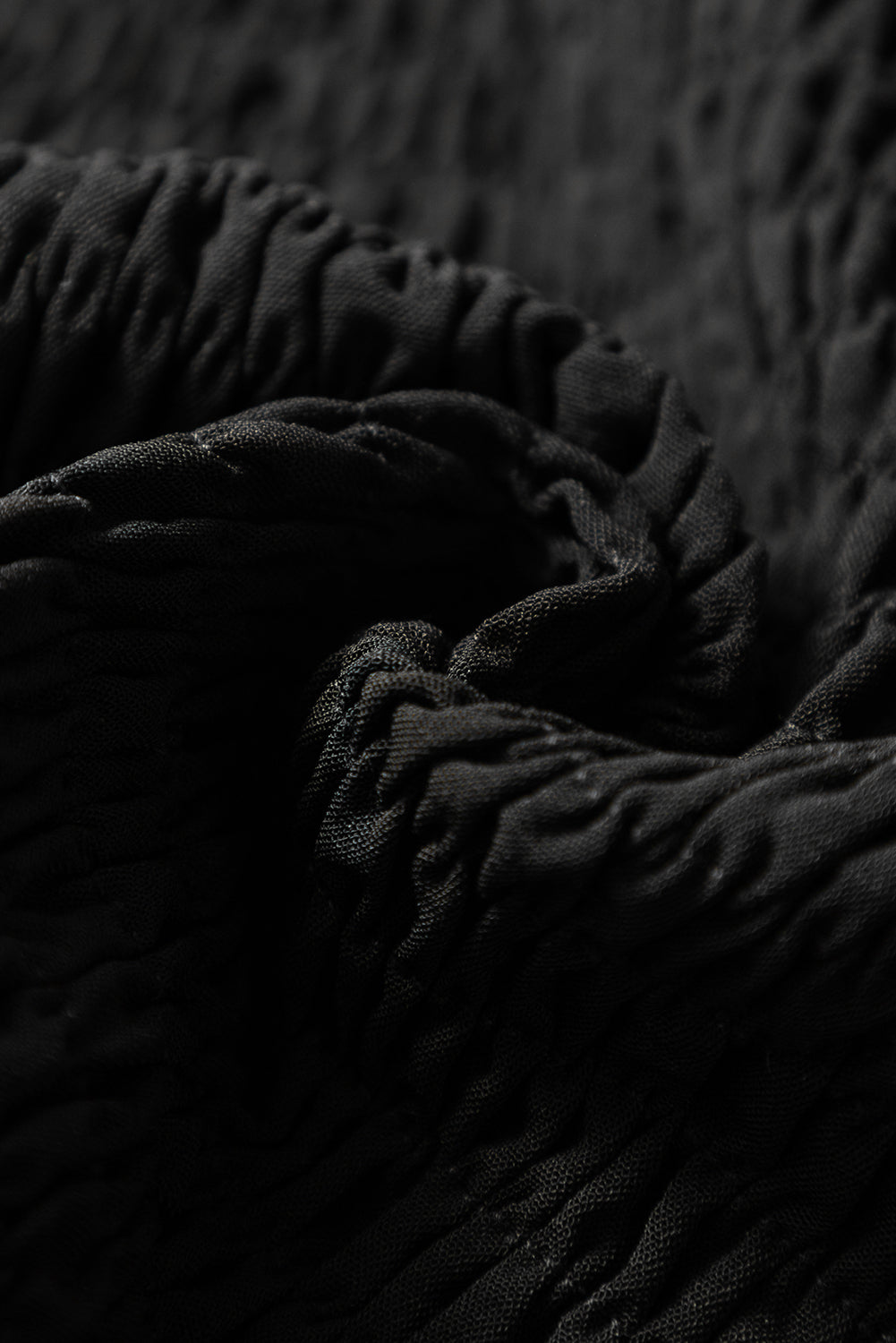 Black Ruffle Short Sleeve Shirred Peplum Top