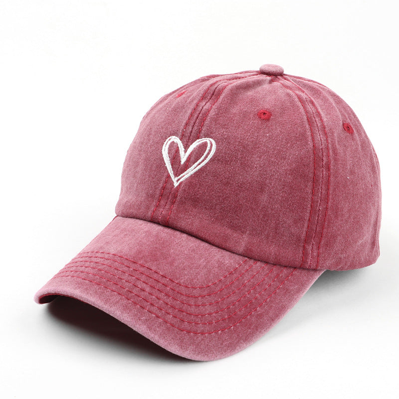 Female Love Embroidered Couple Duck Tongue Hat