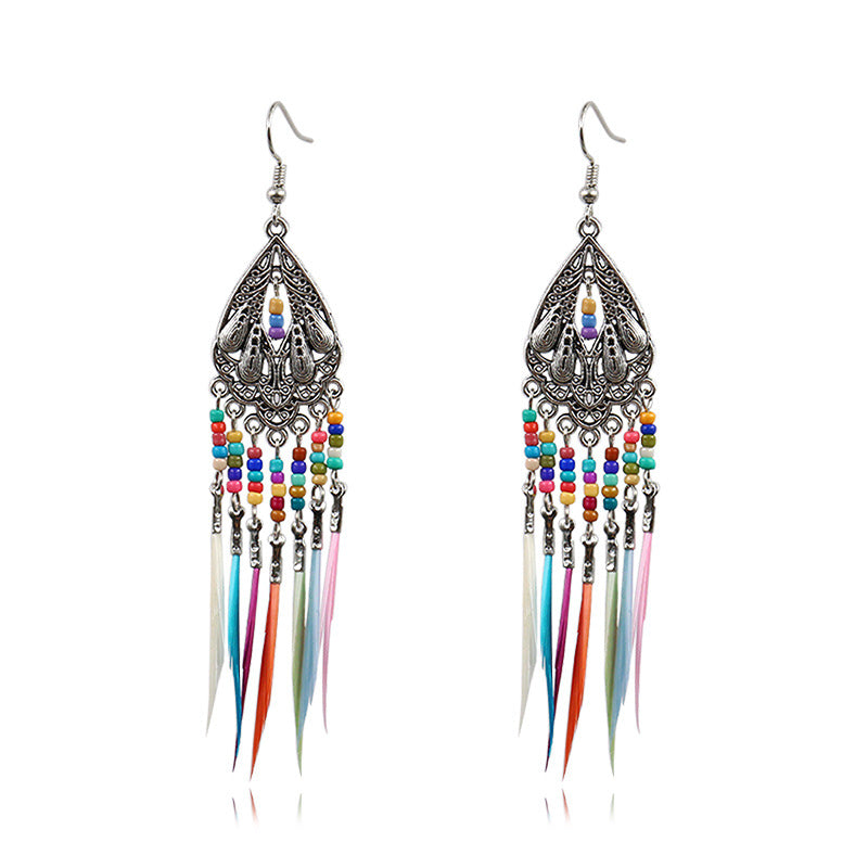 Feather tassel earrings