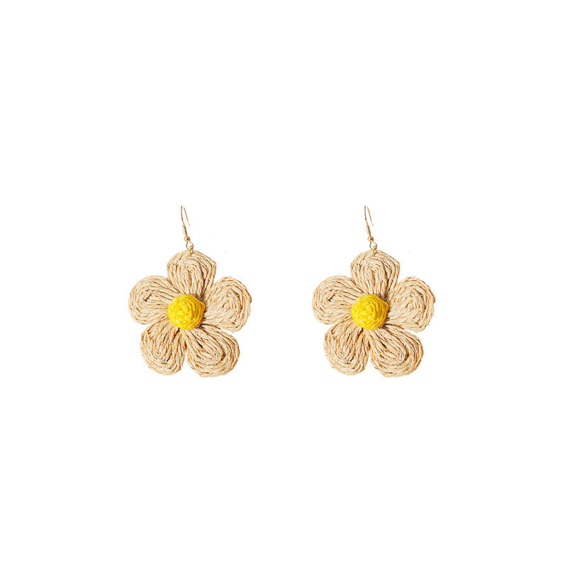 Handwoven Lafia Beautiful Flower Earrings