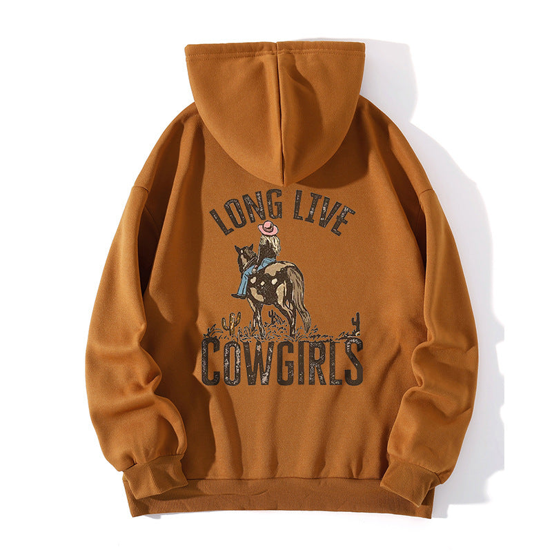 Letter Back Printed Plus Size Fleece-lined Hoodie