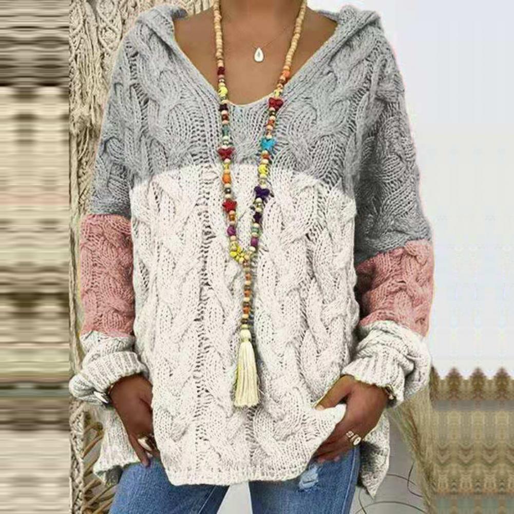 Autumn And Winter New Sweater Pure Color Twist Knit Hoodie