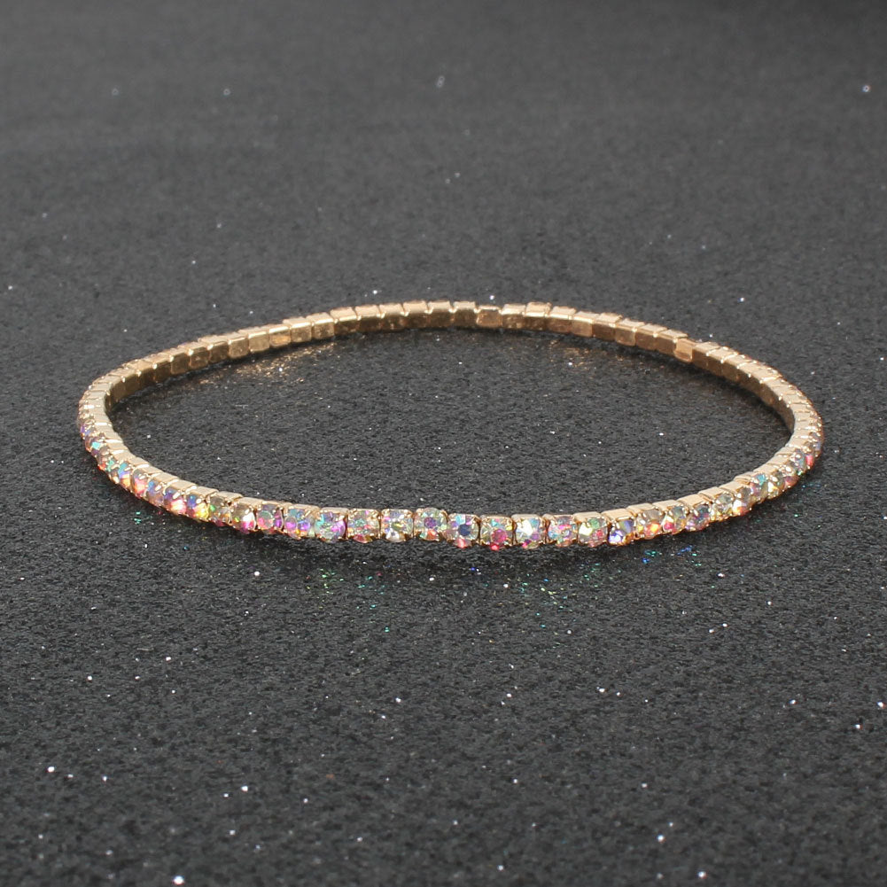 Multicolor Rhinestone Stretch Bracelet Shiny And Simple Bracelet Ornament