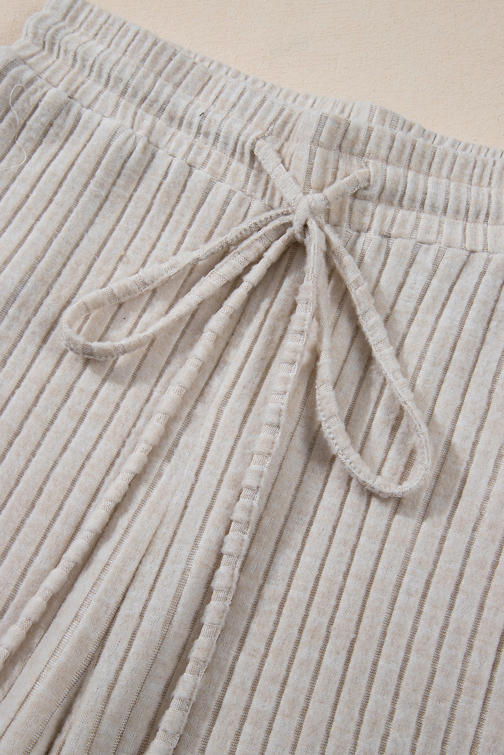 Light Pink Ribbed Knit V Neck Slouchy Two-piece Outfit