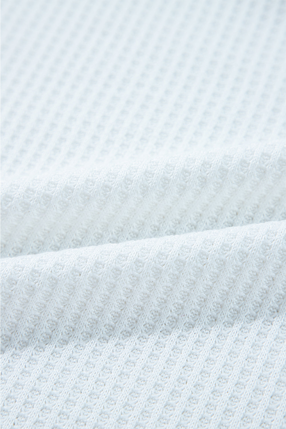 White Leopard Waffle Knit Patchwork Button V Neck Top