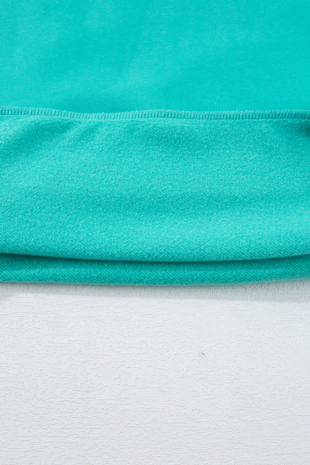Sea Green Solid Fleece Lined Drop Shoulder High Low Sweatshirt