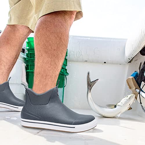 WTW Unisex Rain Boots for Men and Women, Waterproof Rubber Fishing Deck Boots Neoprene Boots Slip on Ankle Garden Shoes