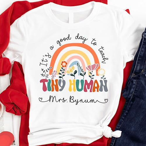 LOVELY POD Personalized Teacher Shirts, Custom Teacher T-Shirt for Women, Preschool Kindergarten Teacher Clothes, Back to School Tee, Cute Teacher Gifts, Teacher Appreciation Gifts - Teacher 35