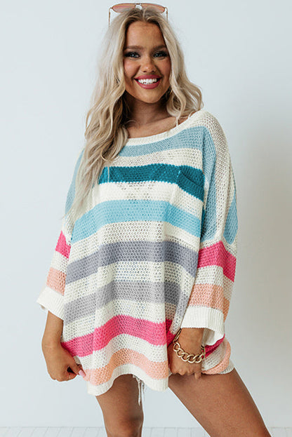 Multicolor Striped Oversized Sweater