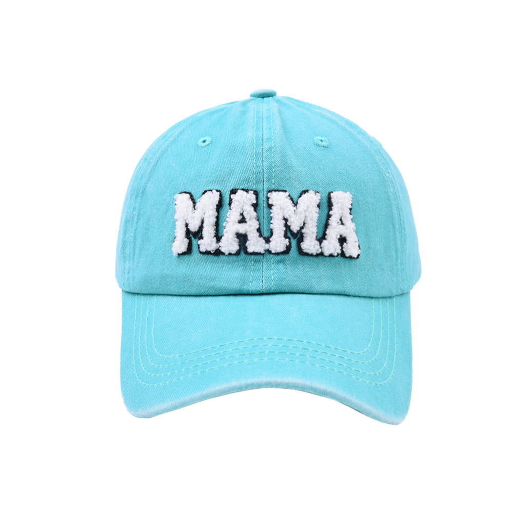 Mama Paste Cloth Embroidery Baseball Hat European And American Mother's Day Hot Sale Worn Looking Washed-out Solid Color Peaked Hat Women