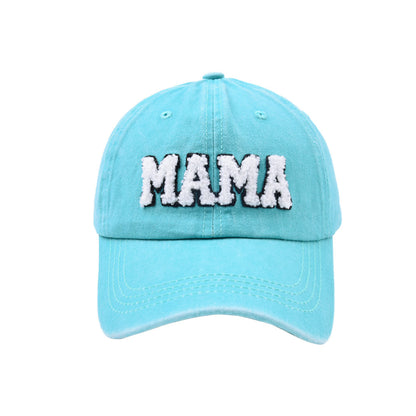 Mama Paste Cloth Embroidery Baseball Hat European And American Mother's Day Hot Sale Worn Looking Washed-out Solid Color Peaked Hat Women