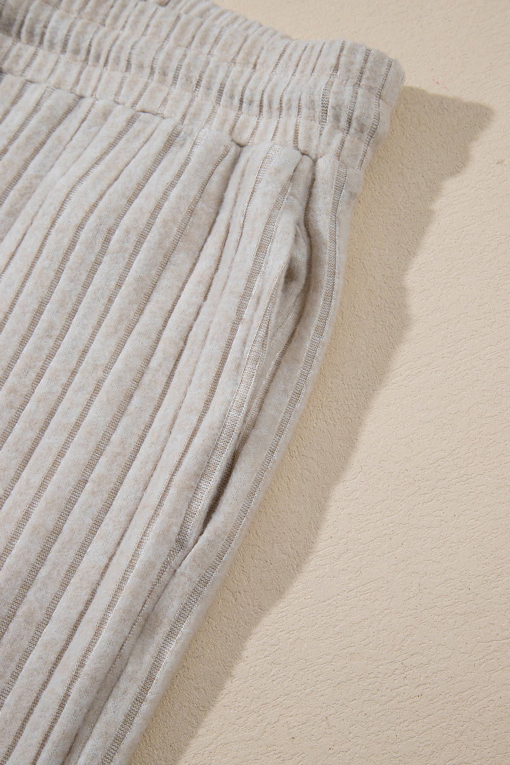 Light Pink Ribbed Knit V Neck Slouchy Two-piece Outfit