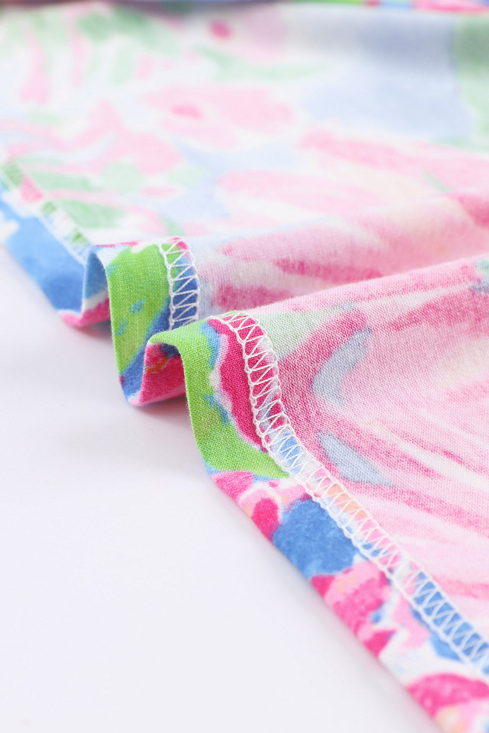 Pink Floral Print Buttoned V Neck Shirt