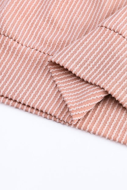 Fiery Red Corded 2pcs Colorblock Pullover and Pants Outfit