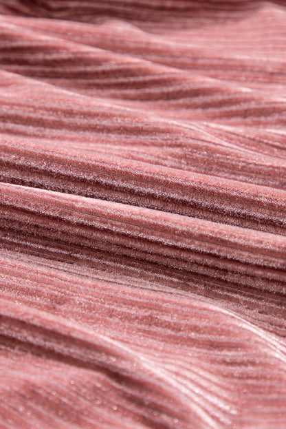 Blackish Green Smocked Ribbed Velvet Babydoll Top