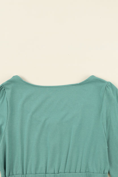 Orange Button Up High Waist Long Sleeve Dress