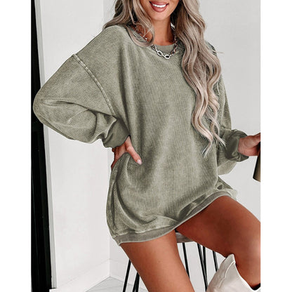 Women's Clothing Popular Brushed Hoody Women's Loose Crew Neck Top