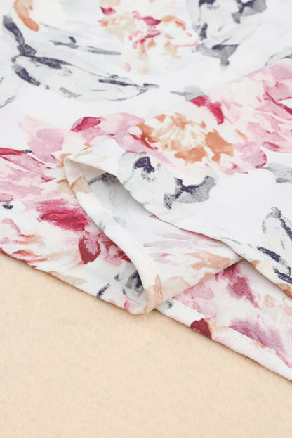 White Plus Size Floral Print Sleeveless Wide Leg Jumpsuit