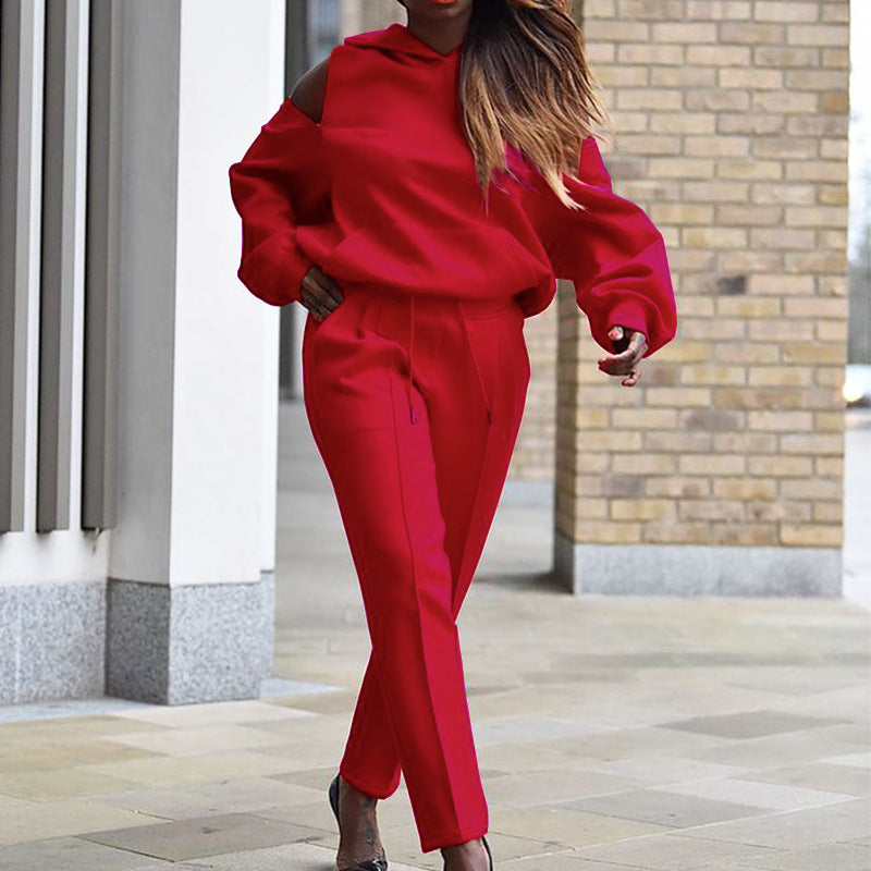 Clothing Special-interest Design Fashion Loose Hooded Sweater Casual Pants Suit