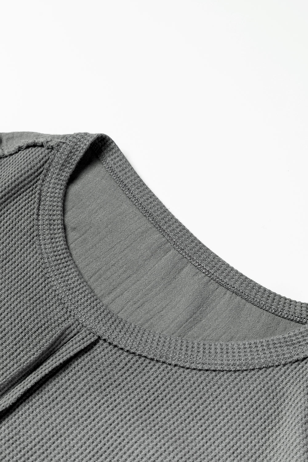 Chestnut Leopard Patchwork Chest Pocket Corded Henley Top