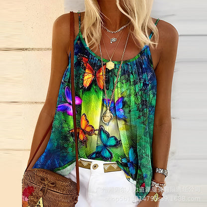 Women's Sling Color Plaid Printed Top