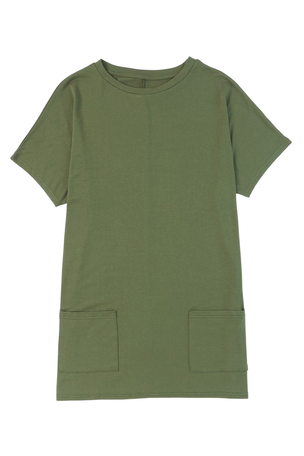 Khaki Side Pockets Short Sleeve Tunic Top