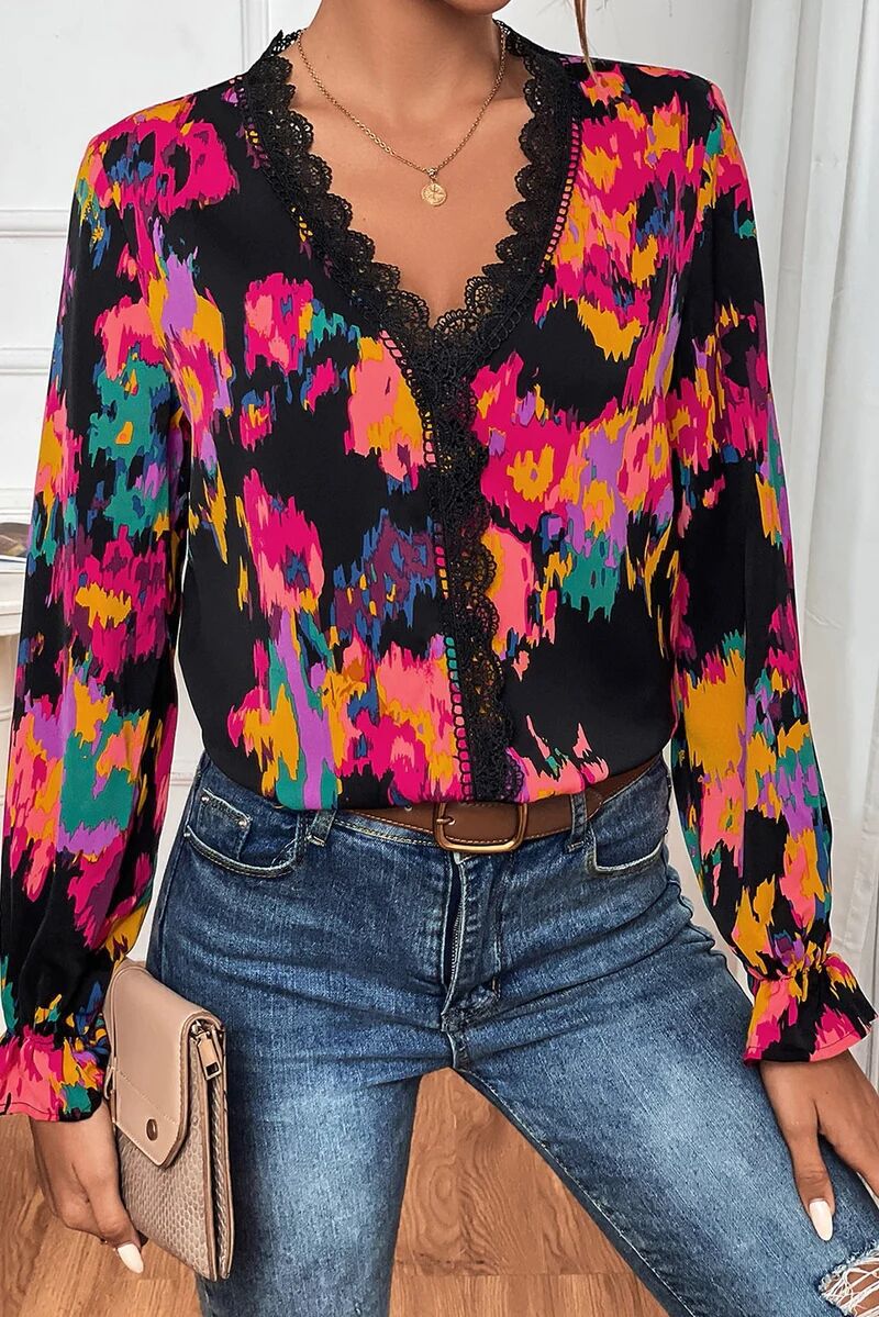 In-stock Womens Bohemian Graffiti-print Shirt