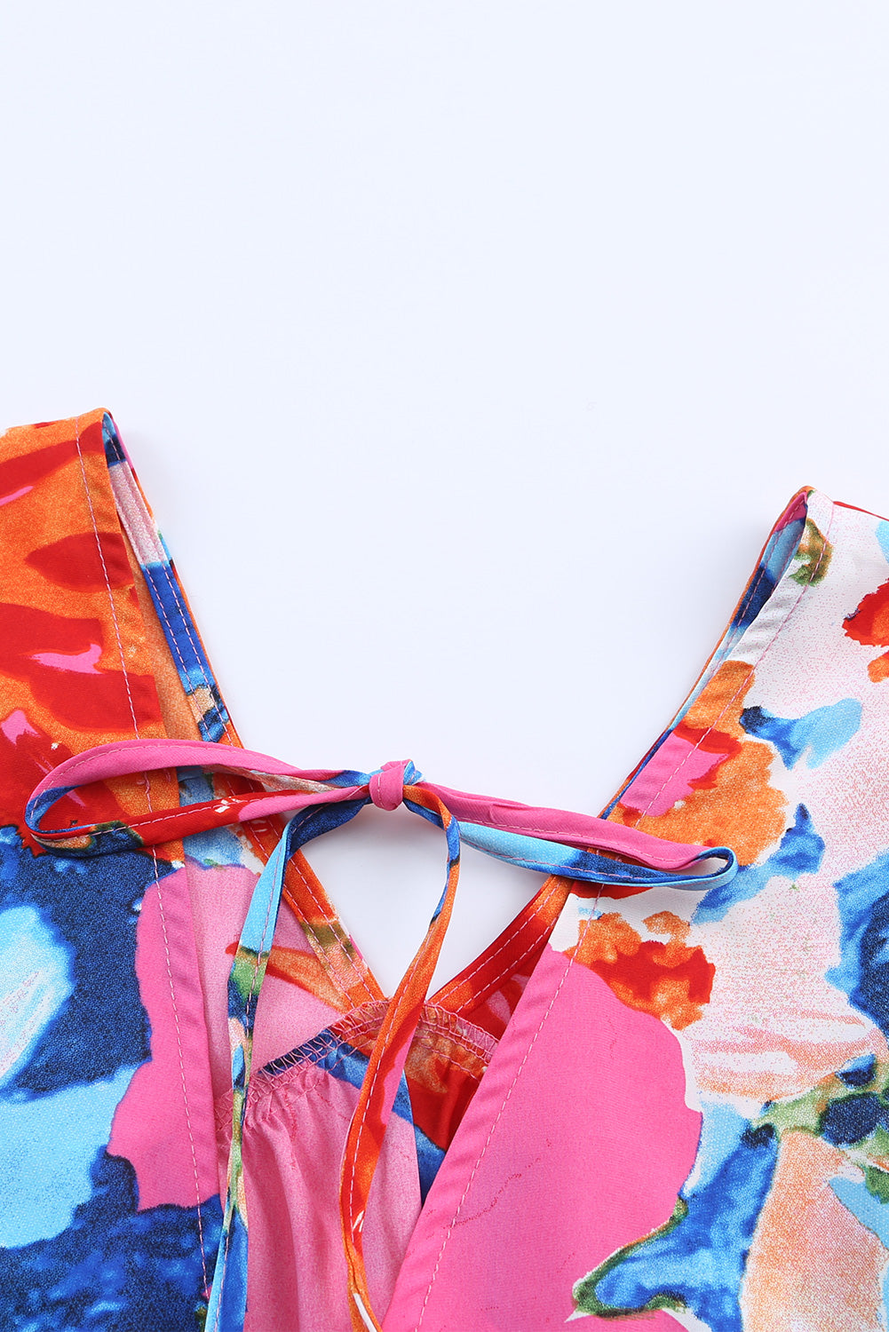 Red Abstract Floral Print V Neck Plus Blouse