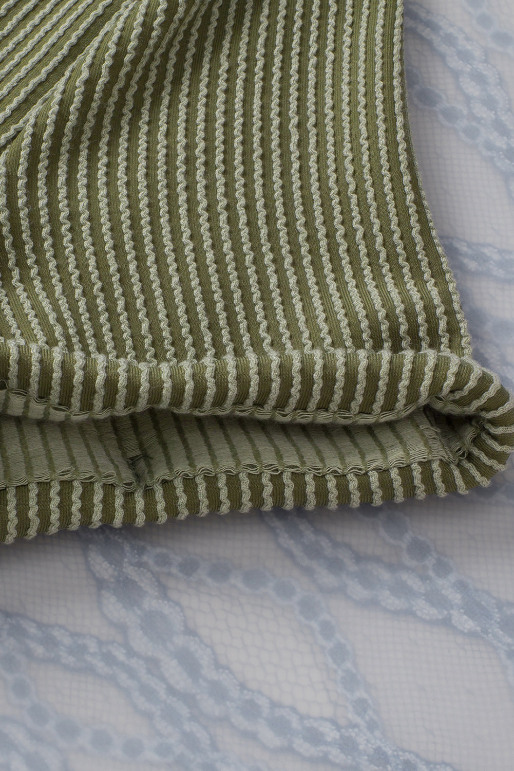 Carbon Grey Twist Short Sleeve Corded V Neck Top