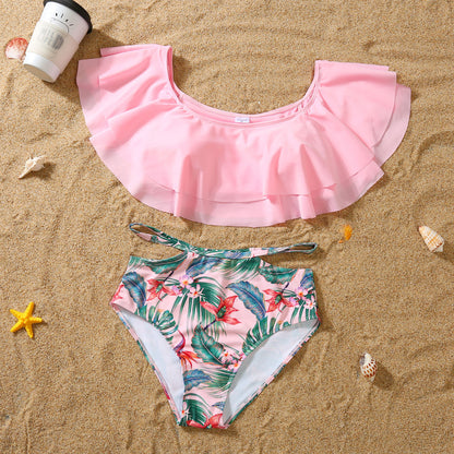 Family Parent-child Bikini Ruffled Swimsuit Suit