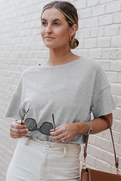 Dark Gray Drop Shoulder Sleeve Oversize Bodysuit