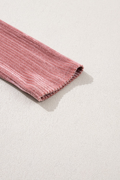 Blackish Green Smocked Ribbed Velvet Babydoll Top