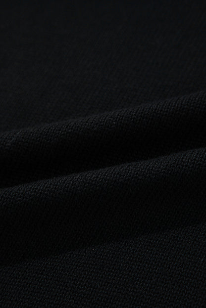 Black Floral Print Knitted Open Front Loose Cardigan