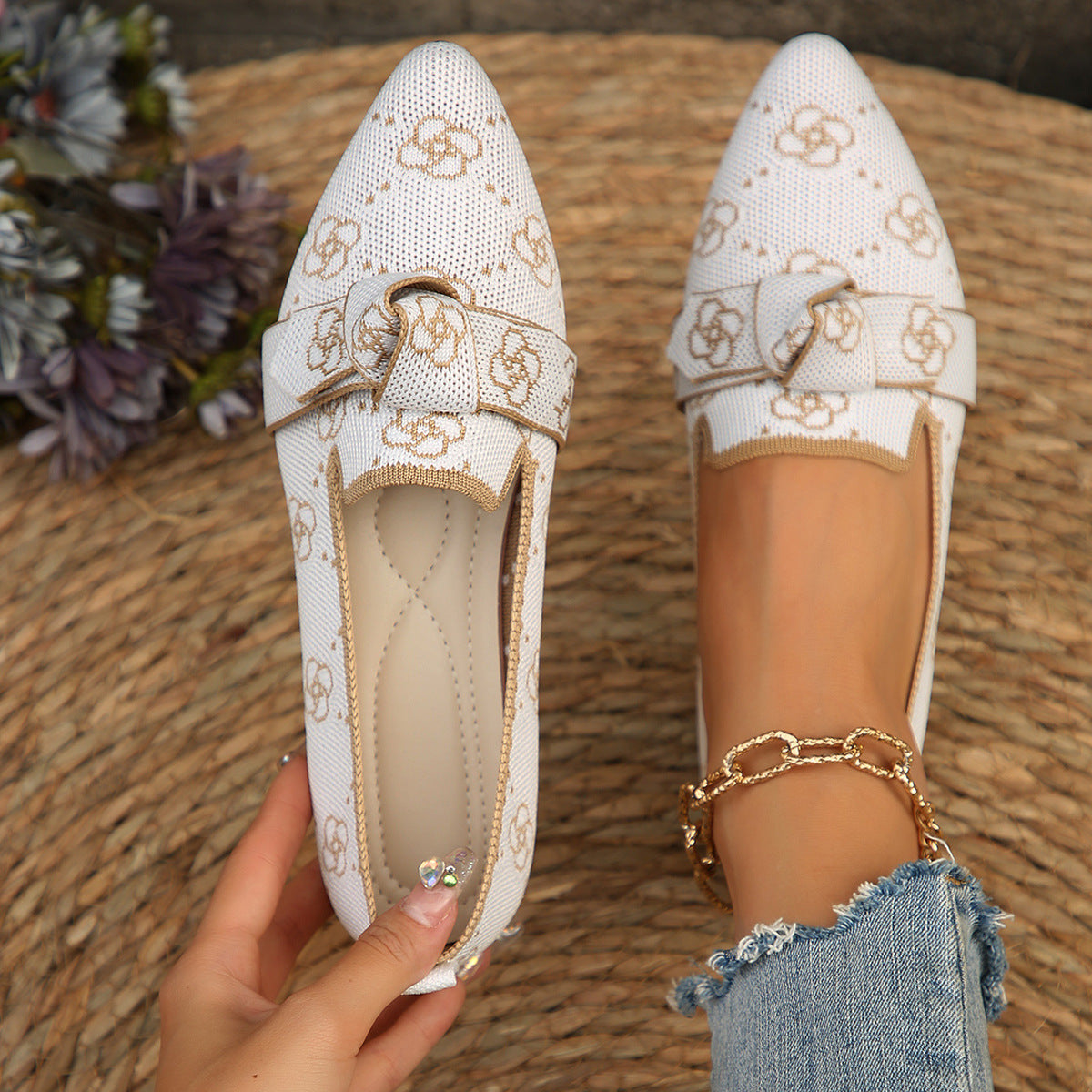 Womens Comfortable Non-slip Bow-tie Loafers