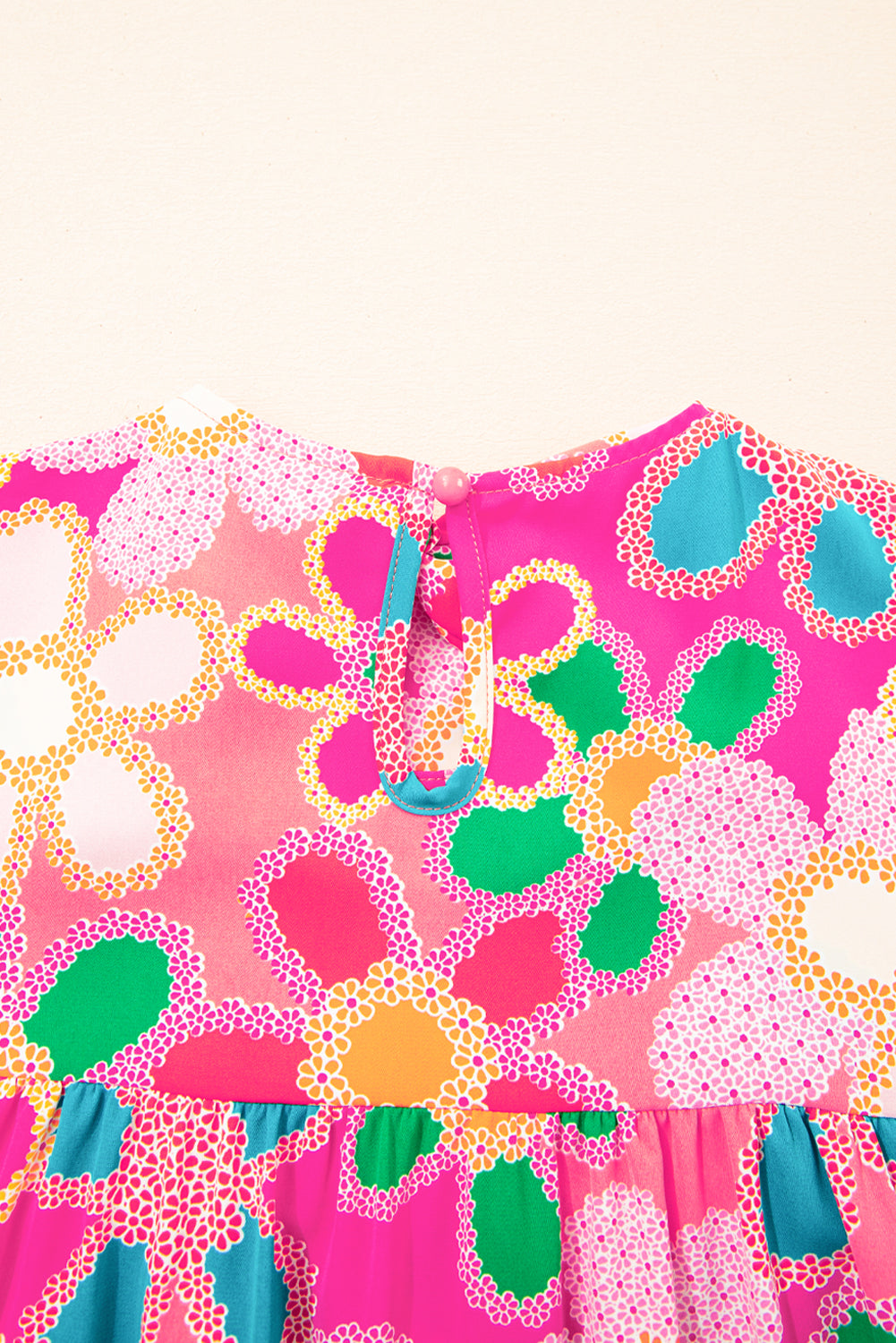 Multicolor Floral Print Bubble Sleeve Shirt