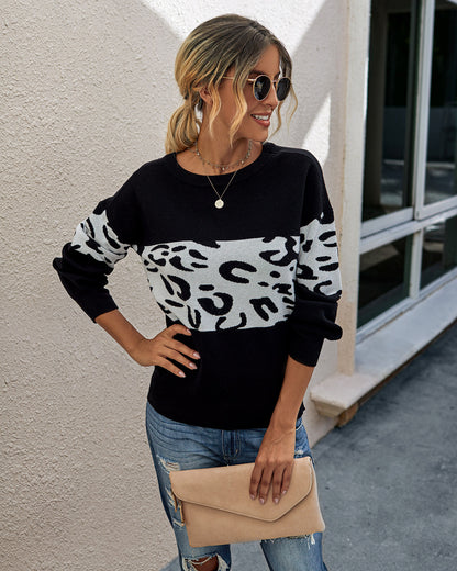 Round neck pullover women's sweater