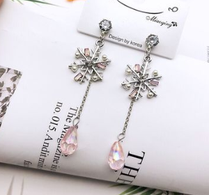 Earrings spring and summer new exaggerated wood silk satin flowers hypoallergenic boutique earrings earrings