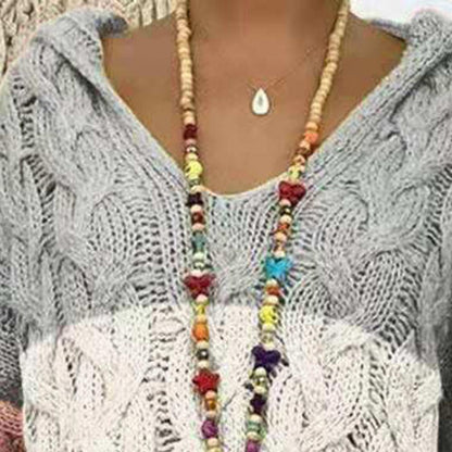 Autumn And Winter New Sweater Pure Color Twist Knit Hoodie