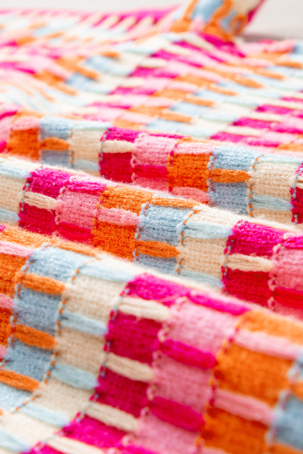 Rose Red Multicolor Flutter Sleeve Knitted Sweater Top