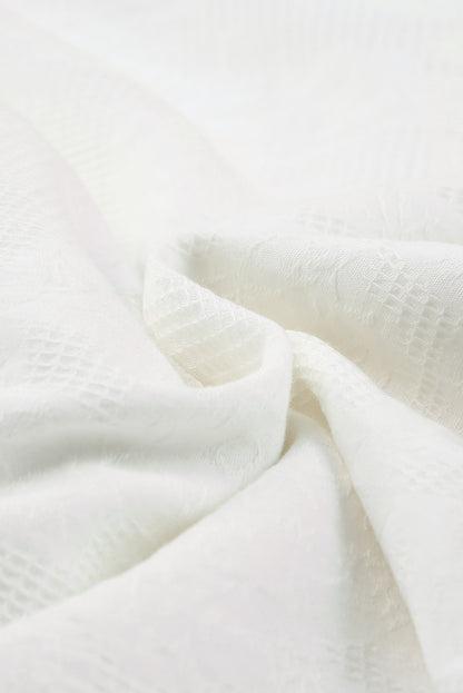 White One-shoulder Puff Sleeves Romper with Ruffle Trim