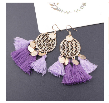 European and American explosions bohemian fringed hollow tassel earrings earrings jewelry