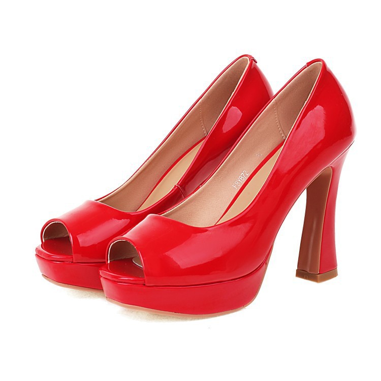 New Spring Summer Classic Solid-Color Peep-Toe Stiletto Heels For Women