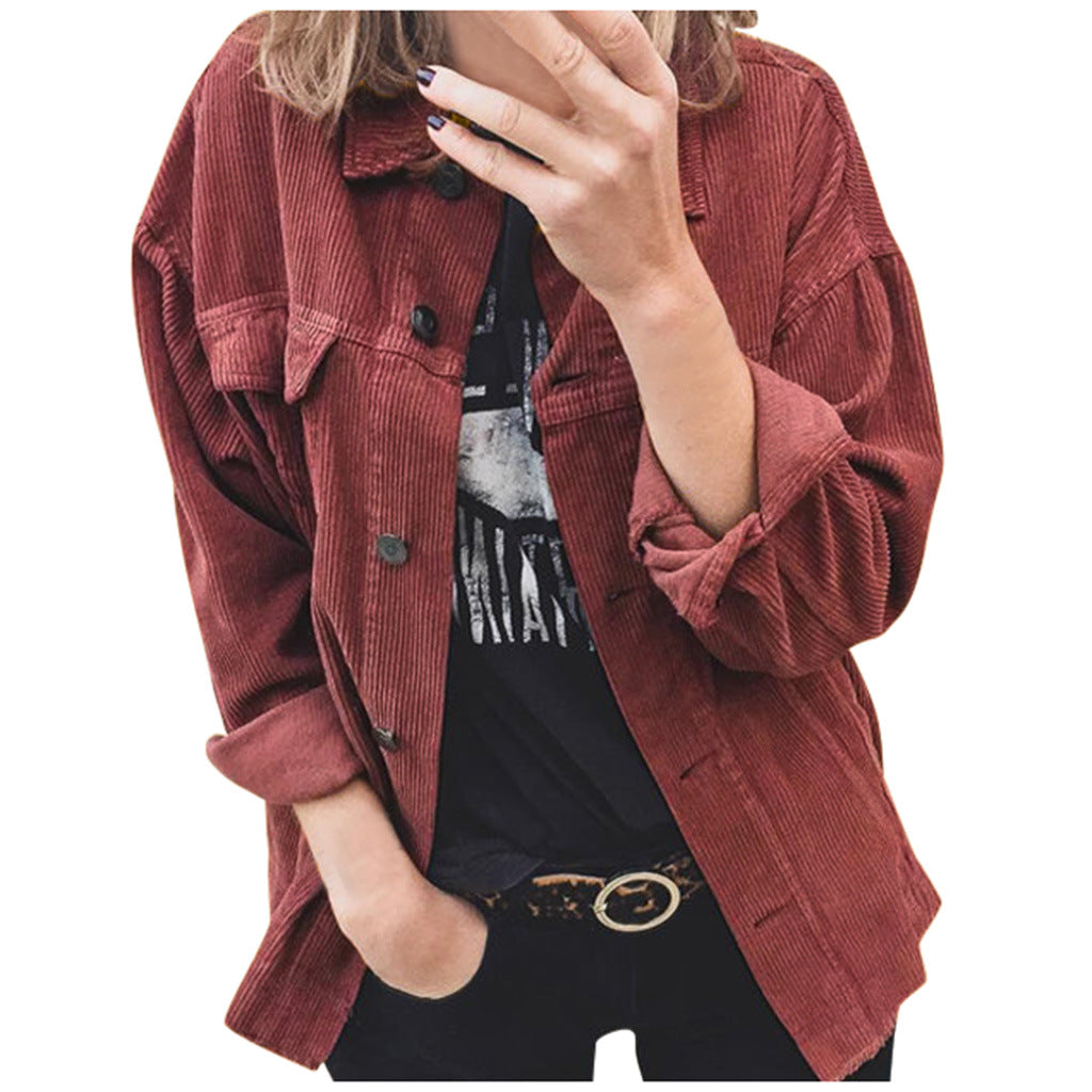 Cardigan long sleeve lapel loose women's clothing